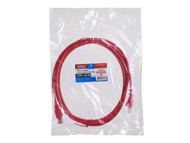 Патч-корд UTP4 cat.5e, литой коннектор, красный, Netko CKC Патч-корд UTP4 cat.5e, литой коннектор, красный, Netko CKC