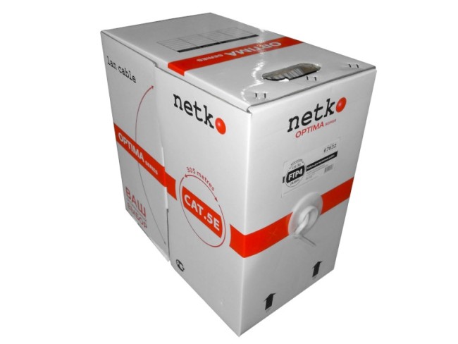 Кабель FTP4 cat.5е, одножильный, экранированный, CCA, серый, NETKO Optima 20м Кабель FTP4 cat.5е, одножильный, экранированный, CCA, серый, NETKO Optima 20м