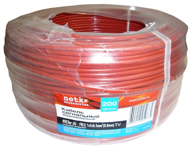 Кабель сигнальный NETKO, экранированный, КПСЭнг (А) - FRLS, 1*2*0.5мм2 (0.8мм) 3м, красный Кабель сигнальный NETKO, экранированный, КПСЭнг (А) - FRLS, 1*2*0.5мм2 (0.8мм) 3м, красный