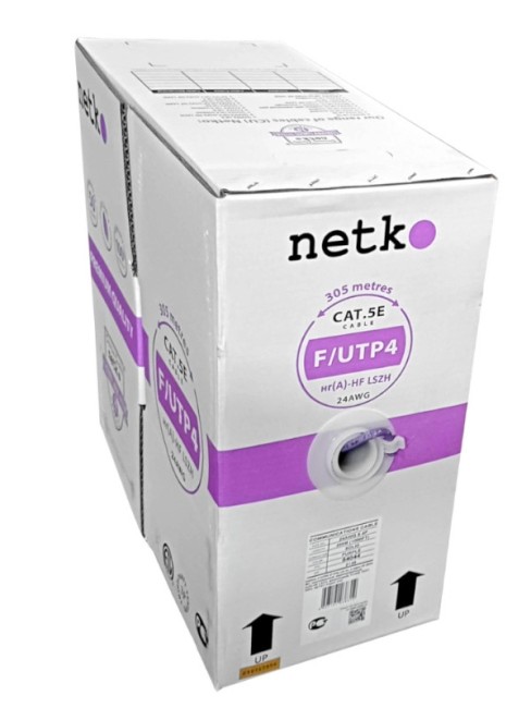 Кабель F/UTP 4 (FTP4) cat.5e, 4 пары 24 AWG BC, экранированный, нг(А)-HF LSZH - малодымный, не содержащий галогенов; фиолетовый; одножильный, FLUKE TEST, NETKO Expert СКС 150м