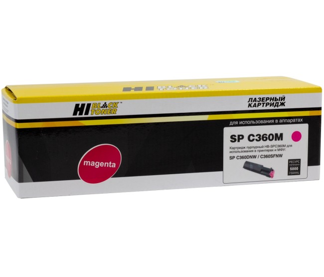 Тонер-картридж Hi-Black (HB-SPC360M) для Ricoh Aficio SPC360DNw/SFNw/SNw/SPC361SFNw, M, 5K Тонер-картридж Hi-Black (HB-SPC360M) для Ricoh Aficio SPC360DNw/SFNw/SNw/SPC361SFNw, M, 5K