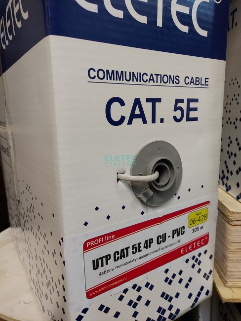 Кабель UTP 5E PROFI line 4x2xAWG24, Eletec,, медь, Россия 50 м
