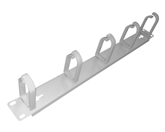 Кабельный органайзер 19, 1U, металлический, 5 пластик. колец, серый J Кабельный органайзер 19, 1U, металлический, 5 пластик. колец, серый J
