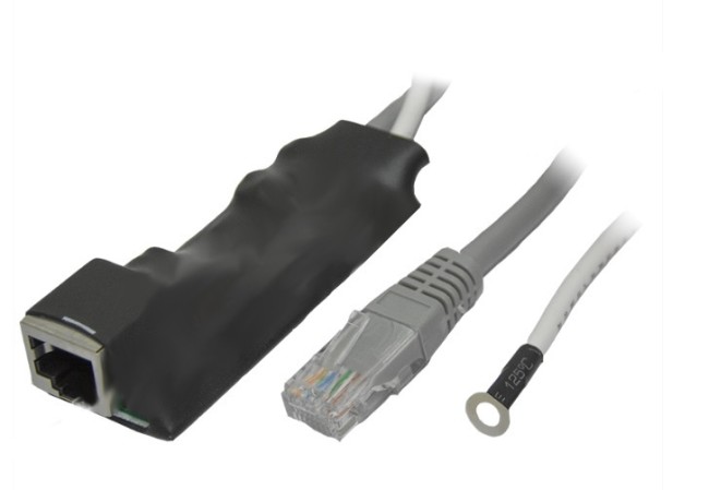 Грозозащита POE 802.3af/at, проходная, внутренняя, размеры 70*30*18мм, черная