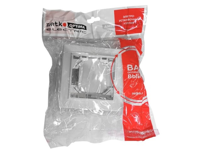 Выключатель одноклавишный, встраиваемый в рамку, 10А, IP20, белый NETKO Optima Electric (1шт.) + 1-х постовая рамка Выключатель одноклавишный, встраиваемый в рамку, 10А, IP20, белый NETKO Optima Electric (1шт.) + 1-х постовая рамка