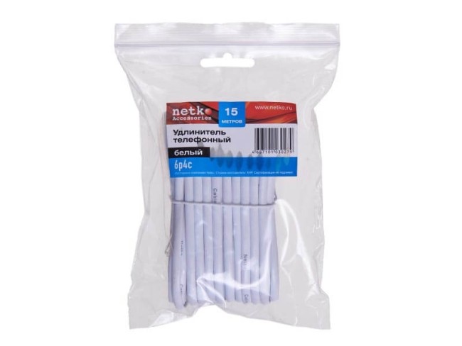 Удлинитель телефонный (6р4с) 15 метров / белый NETKO Optima Удлинитель телефонный (6р4с) 15 метров / белый NETKO Optima