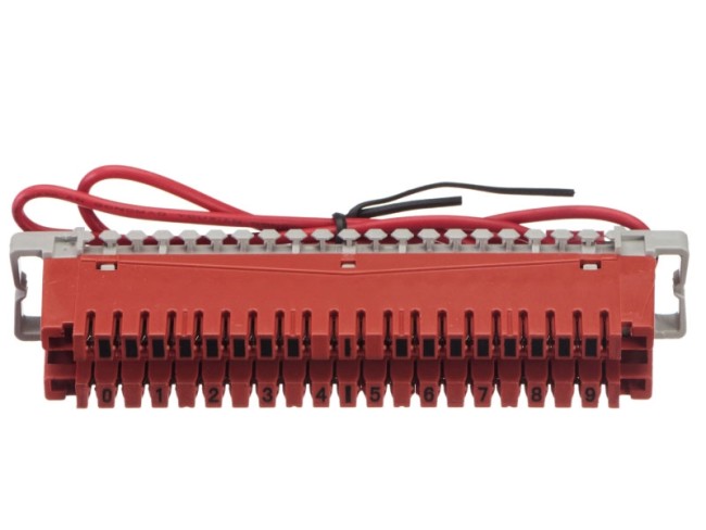 Плинт заземления неразмыкаемый, ABS, 10 пар, металлические контакты, нумерация (0-9), красный NETKO Optima Плинт заземления неразмыкаемый, ABS, 10 пар, металлические контакты, нумерация (0-9), красный NETKO Optima