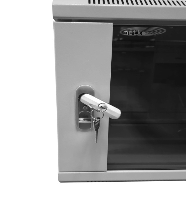 Шкаф настенный 6U серия WMA (Wall Maestro) (600х600х370), разборный, передняя стеклянная дверь, серый, Netko А Шкаф настенный 6U серия WMA (Wall Maestro) (600х600х370), разборный, передняя стеклянная дверь, серый, Netko А