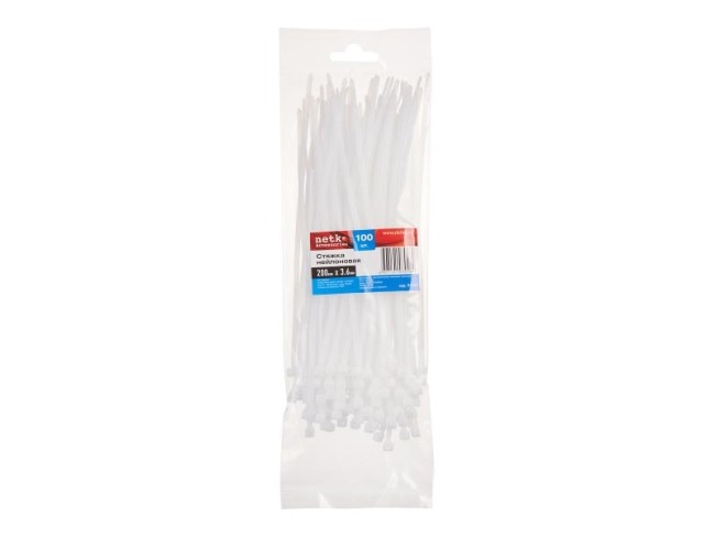 Стяжка нейлоновая 200*3.6 /100 шт (белая), NETKO Optima Стяжка нейлоновая 200*3.6 /100 шт (белая), NETKO Optima