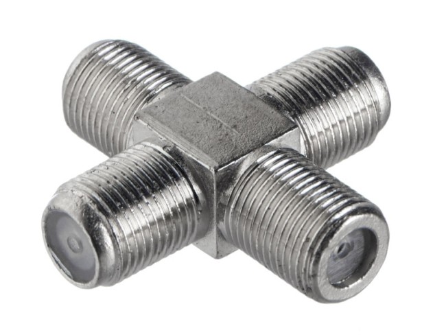 Переходник соединитель на 4 гн F крест (цинк), NETKO Optima 10 шт