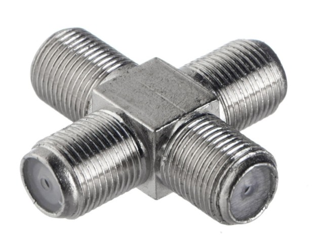 Переходник соединитель на 4 гн F крест (цинк), NETKO Optima 20 шт