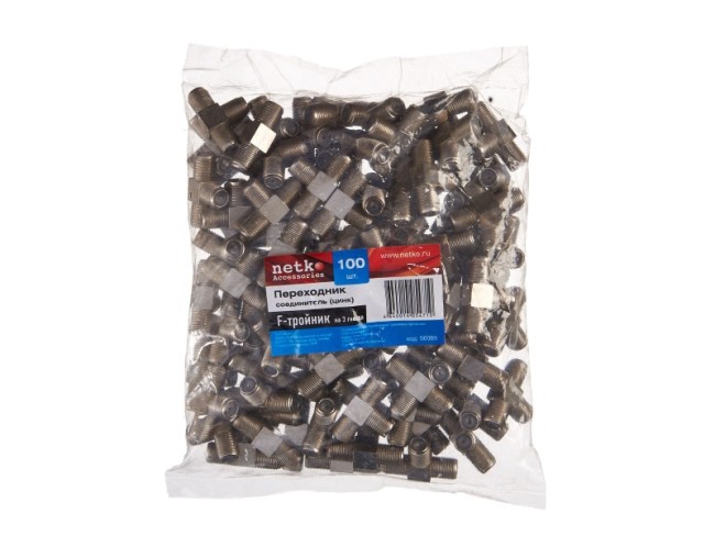 Переходник соединитель на 3 гн F тройник (цинк), NETKO Optima