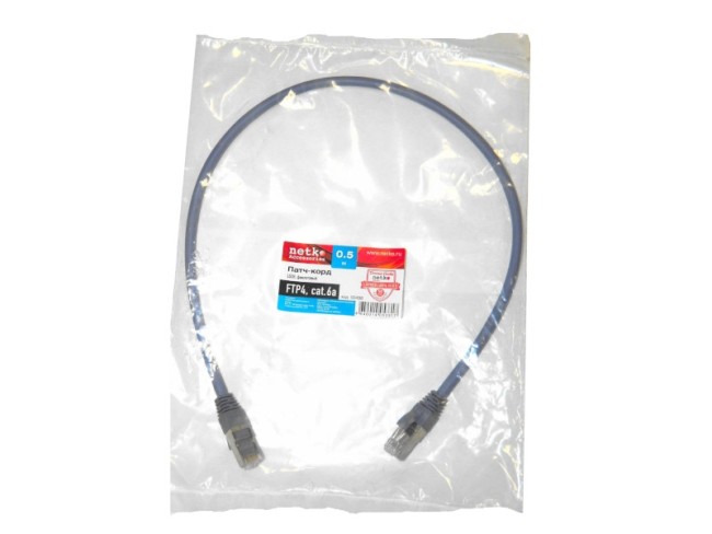 Патч-корд FTP4 cat.6a, литой коннектор, фиолетовый, LSZH, Netko CKC Патч-корд FTP4 cat.6a, литой коннектор, фиолетовый, LSZH, Netko CKC