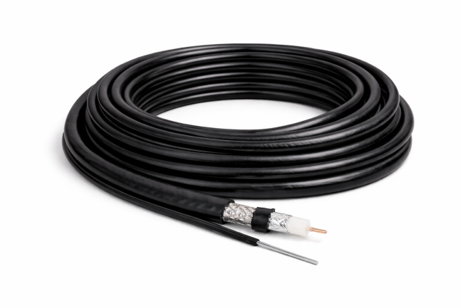 Кабель коаксиальный RG-11U CCS MIL17, 75 Ом, с тросом, outdoor, черный, 20 м