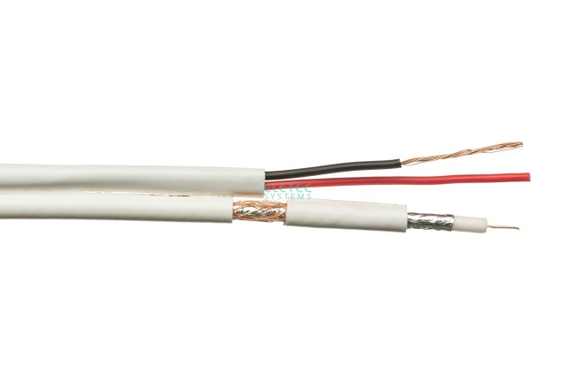 Кабель комбинированный 3C-2V+2x0.5 мм2 75 Ом, белый, плоский, 10 м