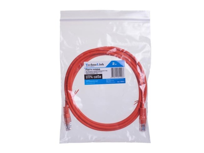 Патч-корд Technolink UTP4 cat 5e, ВС, LSZH, оранжевый, литой коннектор Патч-корд Technolink UTP4 cat 5e, ВС, LSZH, оранжевый, литой коннектор