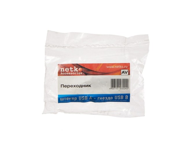 Переходник штекер USB A- гнездо USB B, Netko, белый
