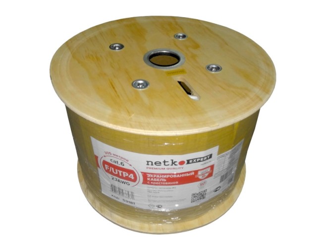 Кабель F/UTP 4 (FTP4 ) cat.6, 4 пары 23 AWG BC, одножильный, экранированный с крестовиной, серый, FLUKE TEST, NETKO Expert СКС 30м Кабель F/UTP 4 (FTP4 ) cat.6, 4 пары 23 AWG BC, одножильный, экранированный с крестовиной, серый, FLUKE TEST, NETKO Expert СКС 30м