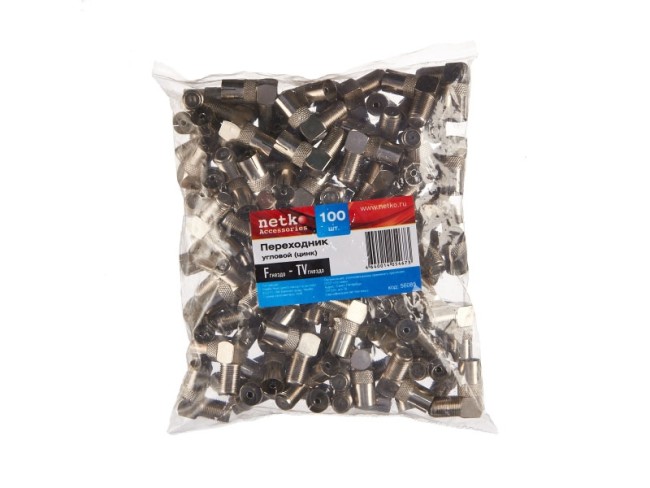 Переходник гн F - гн TV угловой (цинк), NETKO Optima 10 шт