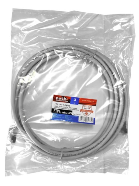 Патч-корд FTP4 cat.6, литой коннектор, серый, LSZH, NETKO Expert CKC Патч-корд FTP4 cat.6, литой коннектор, серый, LSZH, NETKO Expert CKC