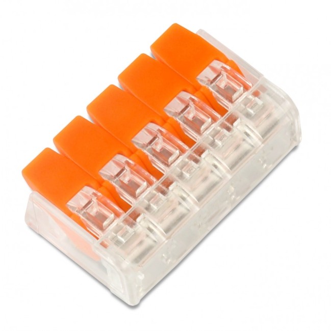 Клемма 223-415 многоразовая, универсальная, 5-проводная (0,14-4мм2), NETKO Optima Клемма 223-415 многоразовая, универсальная, 5-проводная (0,14-4мм2), NETKO Optima