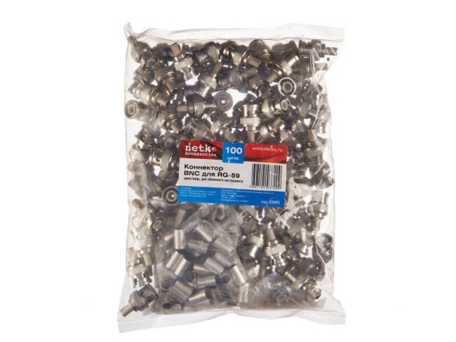 Коннектор BNC для RG-59, цинк/медь, для обжимного инструмента NETKO Optima 20 шт