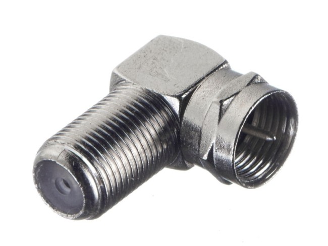 Переходник гнездо F - штекер F, угловой (цинк) (F123-53), NETKO Optima 10 шт