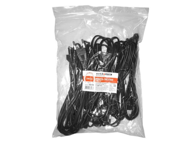 Кабель питания с вилкой 1,5м, черный, NETKO Optima L 5шт Кабель питания с вилкой 1,5м, черный, NETKO Optima L 5шт