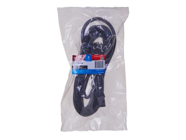 Кабель питания (евровилка - штекер IEC С13) 3*1,5мм2, 3м, черный, NETKO Optima Кабель питания (евровилка - штекер IEC С13) 3*1,5мм2, 3м, черный, NETKO Optima