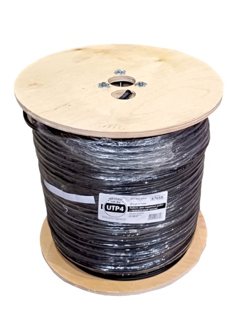 Кабель UTP4 cat.5е, одножильный, Cu, для наружных работ с проволочным тросом, Проходит Fluke тест, черный, NETKO Optima Gold 3м Кабель UTP4 cat.5е, одножильный, Cu, для наружных работ с проволочным тросом, Проходит Fluke тест, черный, NETKO Optima Gold 3м