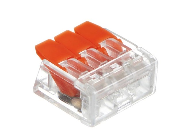 Клемма 223-413 многоразовая, универсальная, 3-проводная (0,14-4 мм2), NETKO Optima 10шт Клемма 223-413 многоразовая, универсальная, 3-проводная (0,14-4 мм2), NETKO Optima 10шт