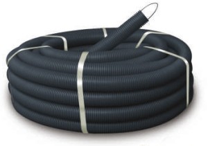 Труба гофрированная, ПНД, FRHF, легкая, с зондом, d16 мм, черная, 100м УП