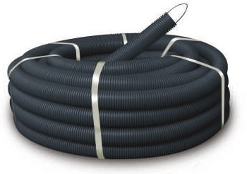 Труба гофрированная, ПНД, FRHF, легкая, с зондом, d16 мм, черная, 100м УП Труба гофрированная, ПНД, FRHF, легкая, с зондом, d16 мм, черная, 100м УП