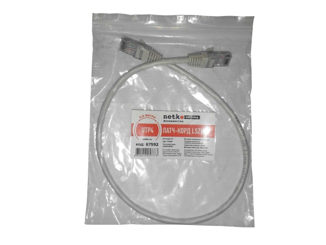 Патч-корд UTP4 cat 5е, ВС, LSZH, серый, литой коннектор NETKO Optima 10 шт Патч-корд UTP4 cat 5е, ВС, LSZH, серый, литой коннектор NETKO Optima 10 шт