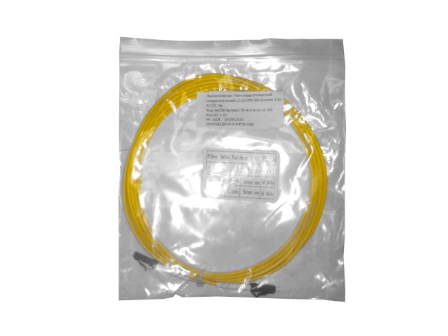 Патч-корд оптический соединительный LC-LC/UPC SM Simplex 3.0мм 9/125, 10 шт