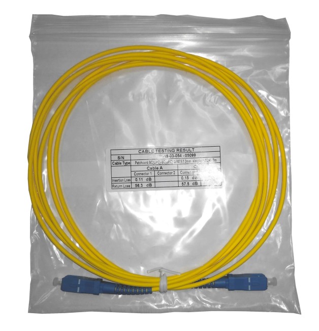 Патч-корд оптический соединительный SC-SC/UPC SM Simplex 3.0мм 9/125, LSZH 10 шт