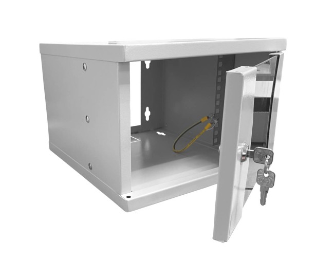 Шкаф настенный 10 4U серия COMPACT (315х325х225), передняя дверь стекло, серый, Netko Шкаф настенный 10 4U серия COMPACT (315х325х225), передняя дверь стекло, серый, Netko