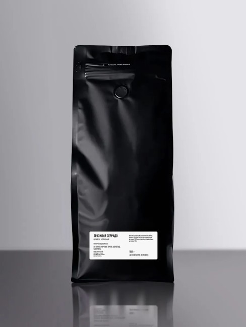 Кофе в зернах моносорт эспрессо Бразилия Серрадо, 1 кг (Черный)