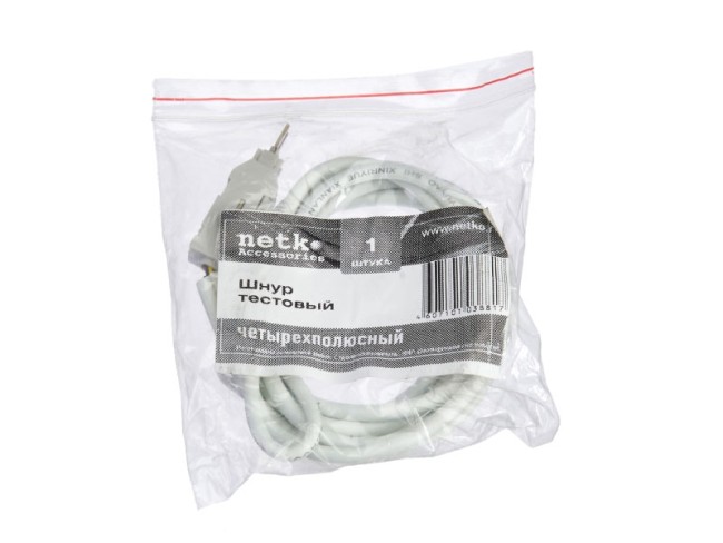 Шнур тестовый четырёхполюсный, 1,5м NETKO Optima Шнур тестовый четырёхполюсный, 1,5м NETKO Optima
